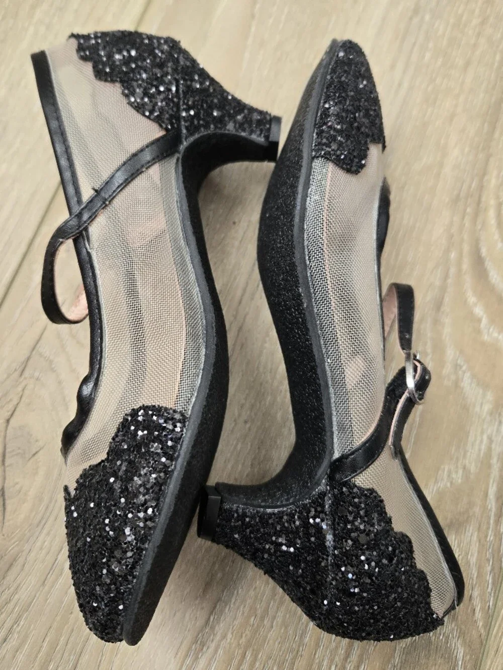 Chasing Fireflies Mesh & Glitter Heeled Maryjane Shoes, 2 Kids